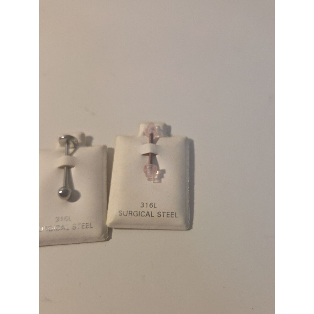 316L Surgical Steel Pink Barbell Navel Ring Set Of 2